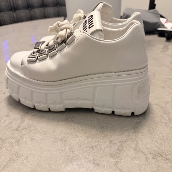 Miu Miu platform White Leather Sneakers size 38 - Picture 8 of 15